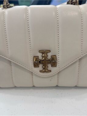 Tory Burch Quilted Leather Crossbody in Pale Blush with Gold Hardware